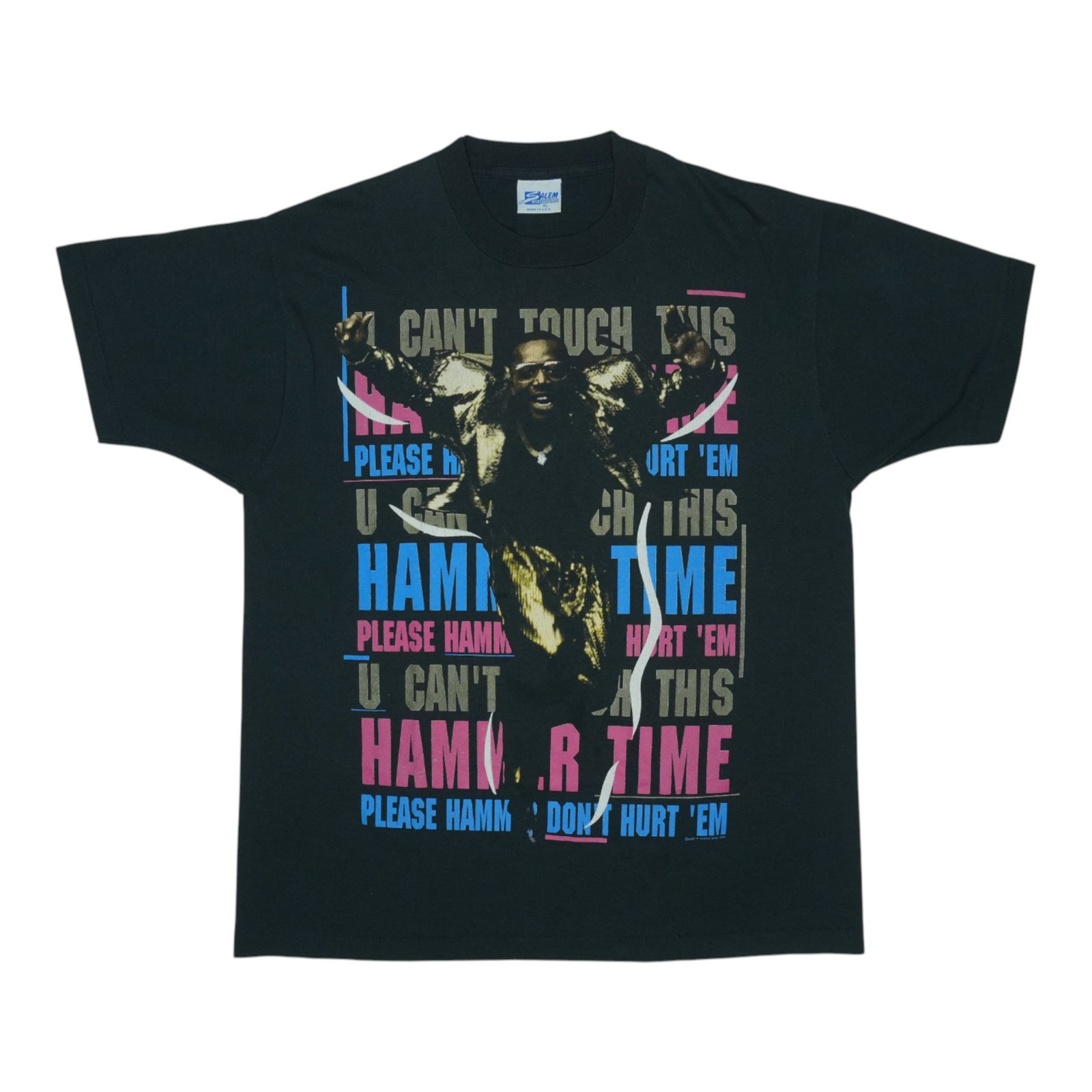 Vintage 1990 MC Hammer Black Graphic T-Shirt You Can't Touch This XL (1 of 6)