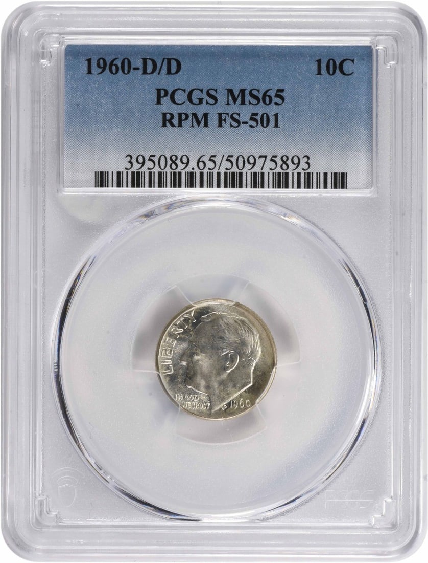 1960-D/D Roosevelt Silver Dime MS65 PCGS Uncirculated: 1960-D/D Roosevelt Silver Dime MS65 PCGS Uncirculated This 1960-D/D Roosevelt Silver Dime is a remarkable collectible, certified by PCGS with a grade of MS65, indicating it is in uncirculated conditio