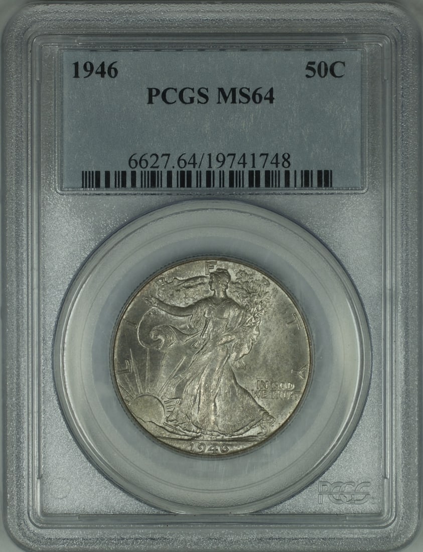 PCGS MS-64 1946 Silver Liberty Walking Half Dollar Toned Philadelphia (1 of 2)