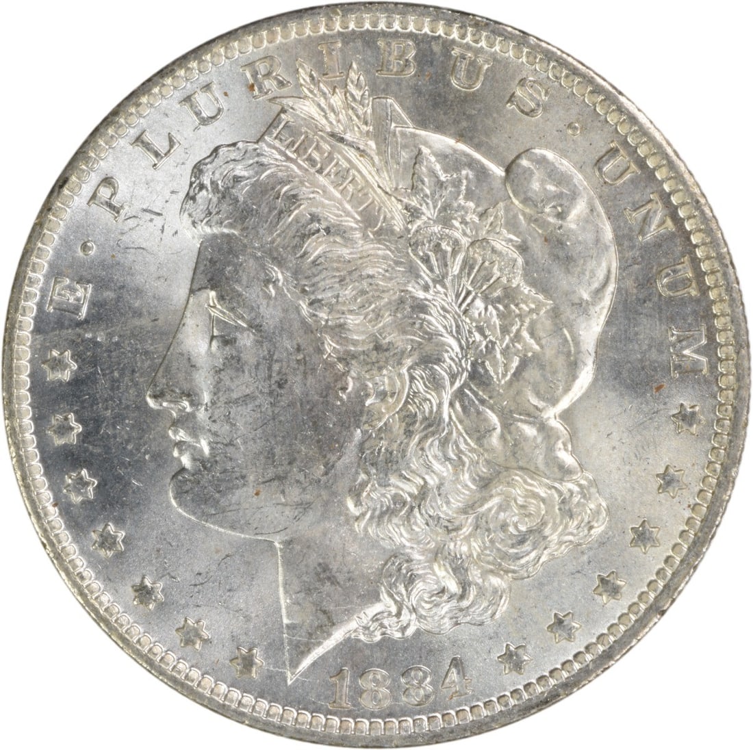 Choice BU 1884 O Silver Dollar Morgan Uncertified Uncirculated US Coin: Choice BU 1884 O Silver Dollar Morgan Uncertified Uncirculated US Coin This 1884-O Morgan Silver Dollar is a Choice Brilliant Uncirculated (BU) coin from the New Orleans Mint. It is composed of silver