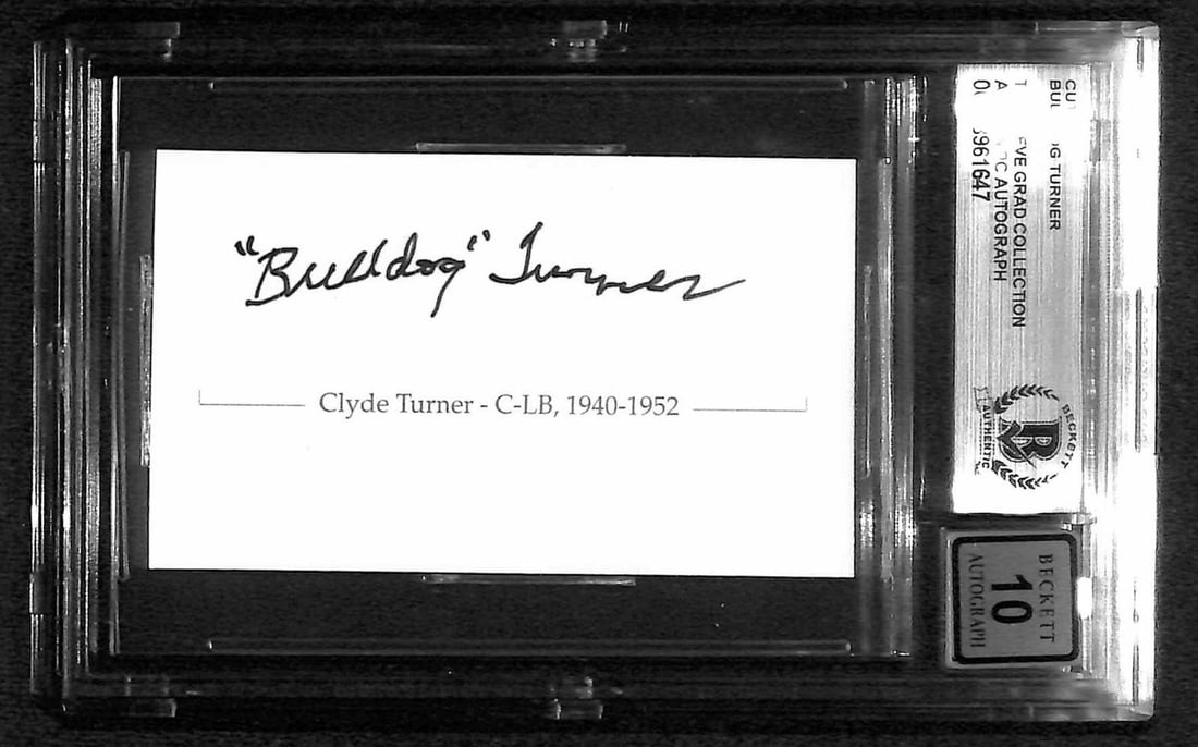 Beckett Authenticated Clyde Bulldog Turner signed cut HOF auto grade 10 (1 of 1)