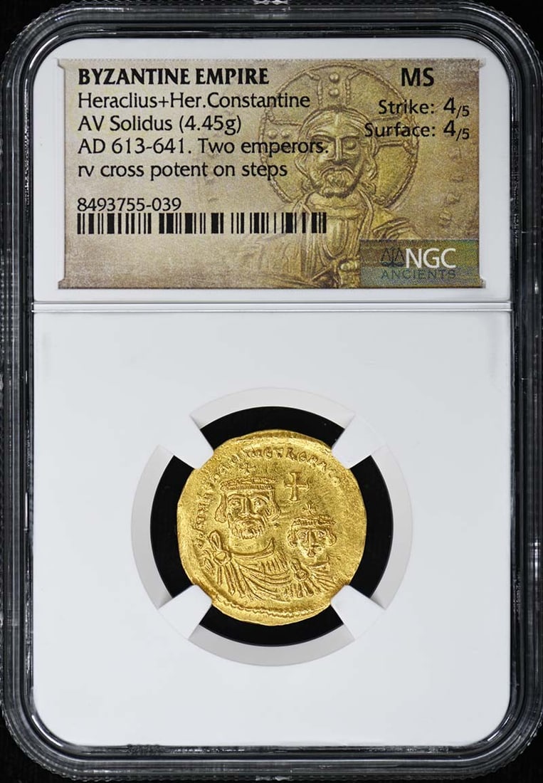 NGC MS Graded AV Solidus Heraclius and Heraclius Constantine Byzantine Empire (1 of 4)