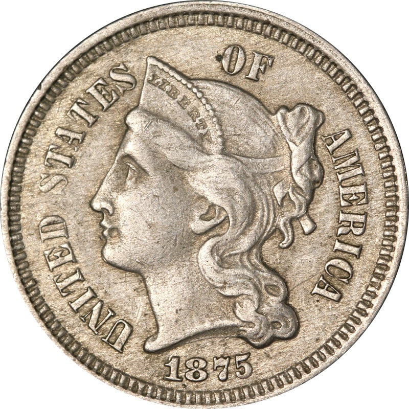United States 1875 3 Cent Nickel Coin (1 of 2)