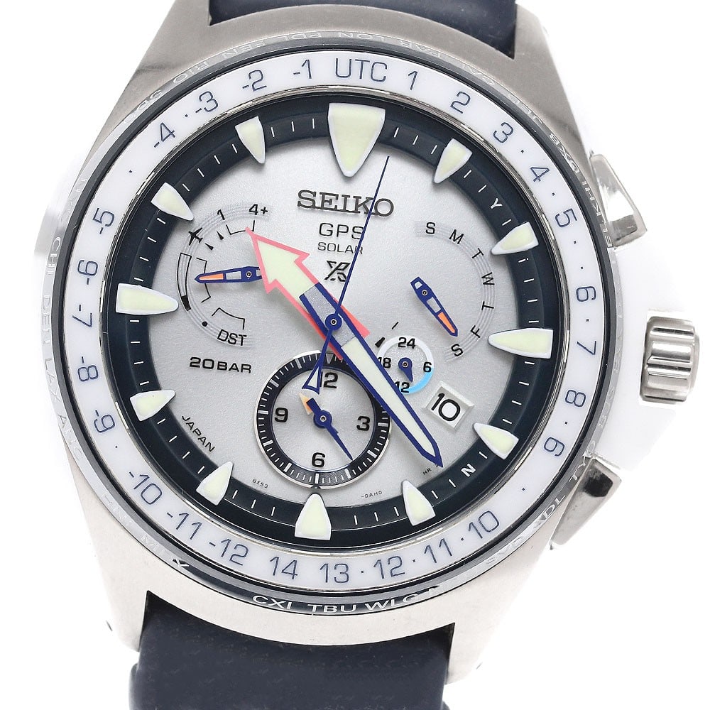 Seiko Prospex Solar Radio Controlled Day Date Titanium Men's Wristwatch: Seiko Prospex Solar Radio Controlled Day Date Titanium Men's Wristwatch This SEIKO Prospex SBED005/8X53-0AL0-2 men's wristwatch features a robust titanium case paired with a durable rubber band and a 