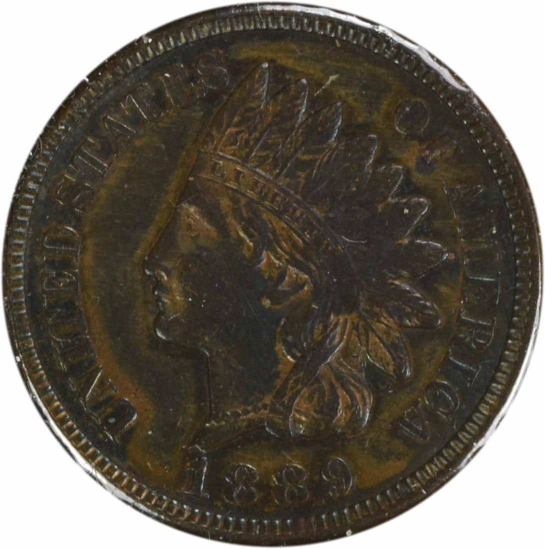 1889 Indian Head Cent AU Uncertified Philadelphia Mint: 1889 Indian Head Cent AU Uncertified Philadelphia Mint This 1889 Indian Cent features a classic design by James Barton Longacre, representing a significant piece of American numismatic history. It is 