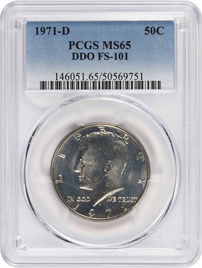 1971-D Kennedy Half Dollar MS65 PCGS Uncirculated Denver Mint DDO: 1971-D Kennedy Half Dollar MS65 PCGS Uncirculated Denver Mint DDO This 1971-D Kennedy Half Dollar is a striking example of American coinage, graded MS65 by PCGS. As an uncirculated coin, it features a