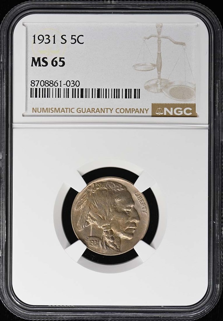 NGC MS65 1931 S Buffalo Nickel 5C Type 2: NGC MS65 1931 S Buffalo Nickel 5C Type 2 Certified 1931-S Buffalo Nickel Type 2 with an NGC MS65 grade. This pre-owned coin is an uncirculated example of the United States 5-cent Buffalo Nickel series