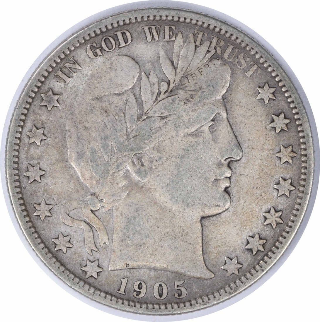1905 S United States 50C Barber Half Dollar Silver VF Uncertified: 1905 S United States 50C Barber Half Dollar Silver VF Uncertified 1905-S Barber silver half dollar in VF grade. This circulated, uncertified United States 50C coin is a pre-owned example of the Barber