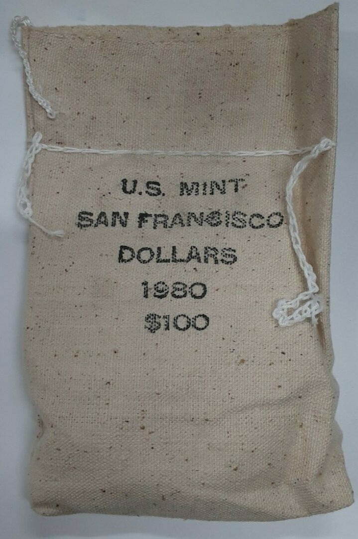 Unopened 1980-S Susan B Anthony Dollar 100 Coin U S Mint Bag (1 of 2)