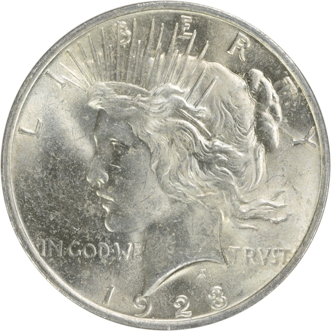 Uncirculated 1923 US Peace Dollar Silver $1 Coin: Uncirculated 1923 US Peace Dollar Silver $1 Coin 1923 Peace Silver Dollar in uncirculated, pre-owned condition. This silver $1 coin is listed as uncertified and graded MS60. Specifications Item Type: 