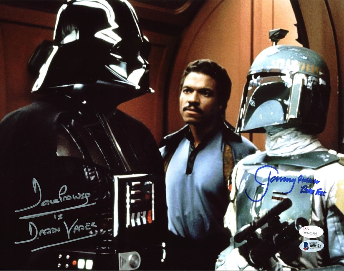 Star Wars 11x14 Photo Signed by David Prowse & Jeremy Bulloch BAS Certified: Star Wars 11x14 Photo Signed by David Prowse & Jeremy Bulloch BAS Certified This authentic 11x14 photograph features the signatures of David Prowse and Jeremy Bulloch, celebrated actors from the Star 
