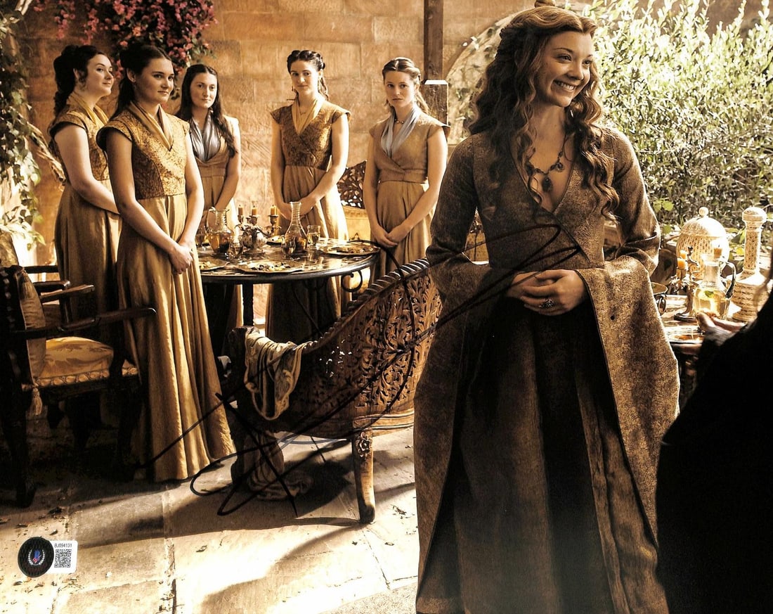 Beckett authenticated Natalie Dormer 11x14 signed photo: Beckett authenticated Natalie Dormer 11x14 signed photo This 11x14 photograph features a hand-signed autograph by Natalie Dormer, renowned for her portrayal of Margaery Tyrell in Game of Thrones. The 
