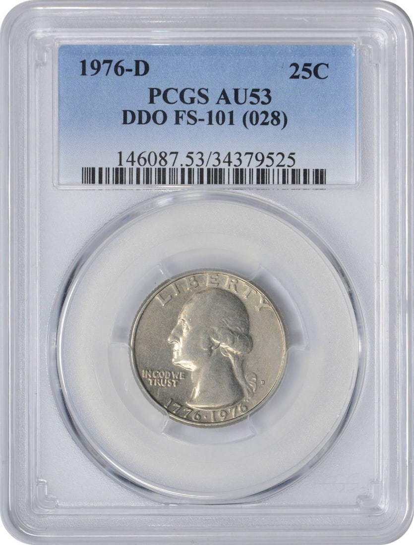 1976-D Washington Quarter DDO AU53 PCGS Coin by John Flanagan (1 of 3)