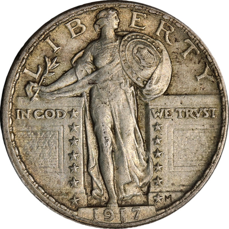 1917 P Standing Liberty Quarter Type 2 Silver Choice AU BU: 1917 P Standing Liberty Quarter Type 2 Silver Choice AU BU Original 1917-P Type 2 Standing Liberty Quarter with a strong strike, nice luster, and appealing color. This pre-owned coin is listed as Choi