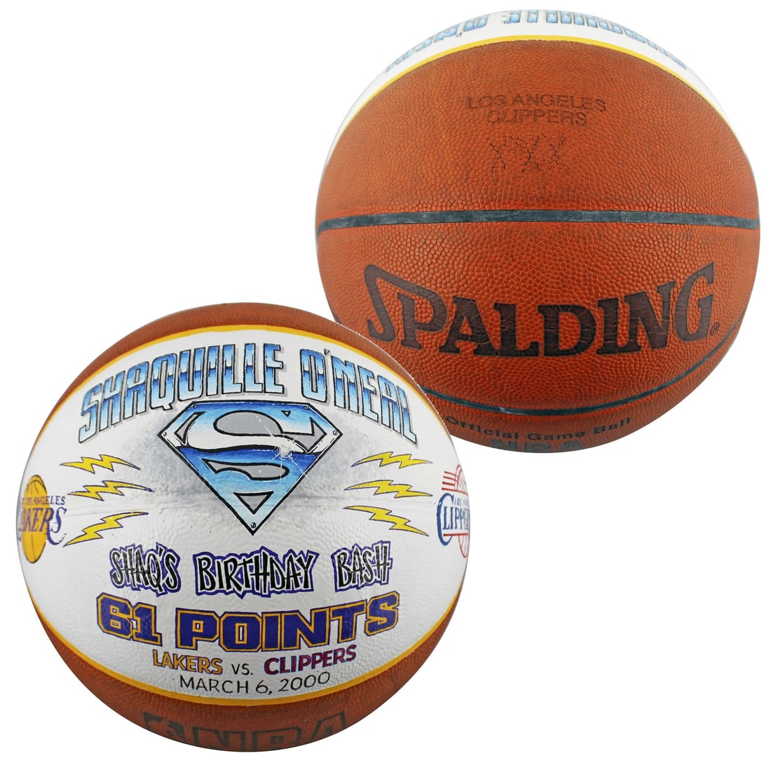 Photo Matched Shaquille O'Neal 61 Point Game Spalding NBA Basketball (1 of 10)