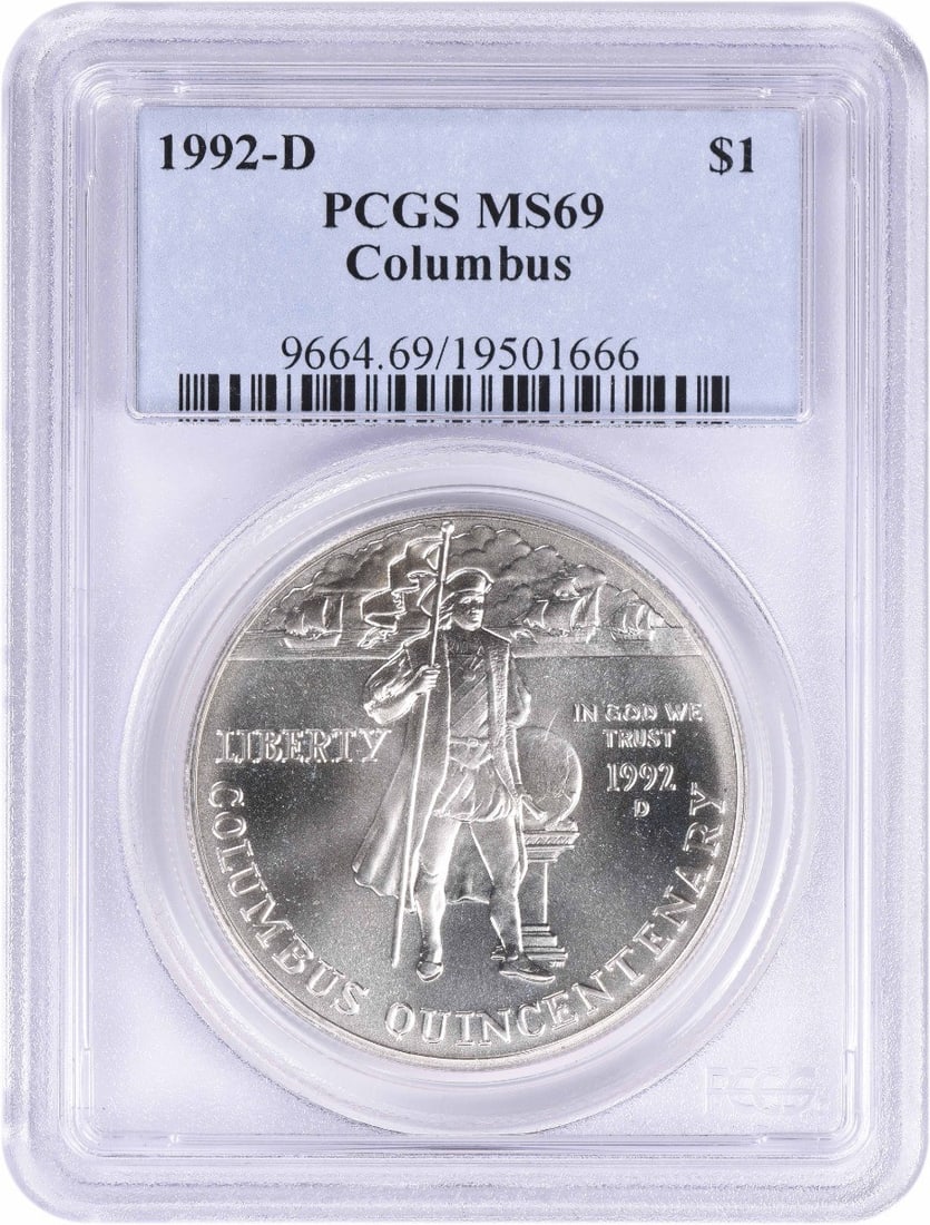PCGS MS69 1992-D Columbus Commemorative Silver Dollar (1 of 2)