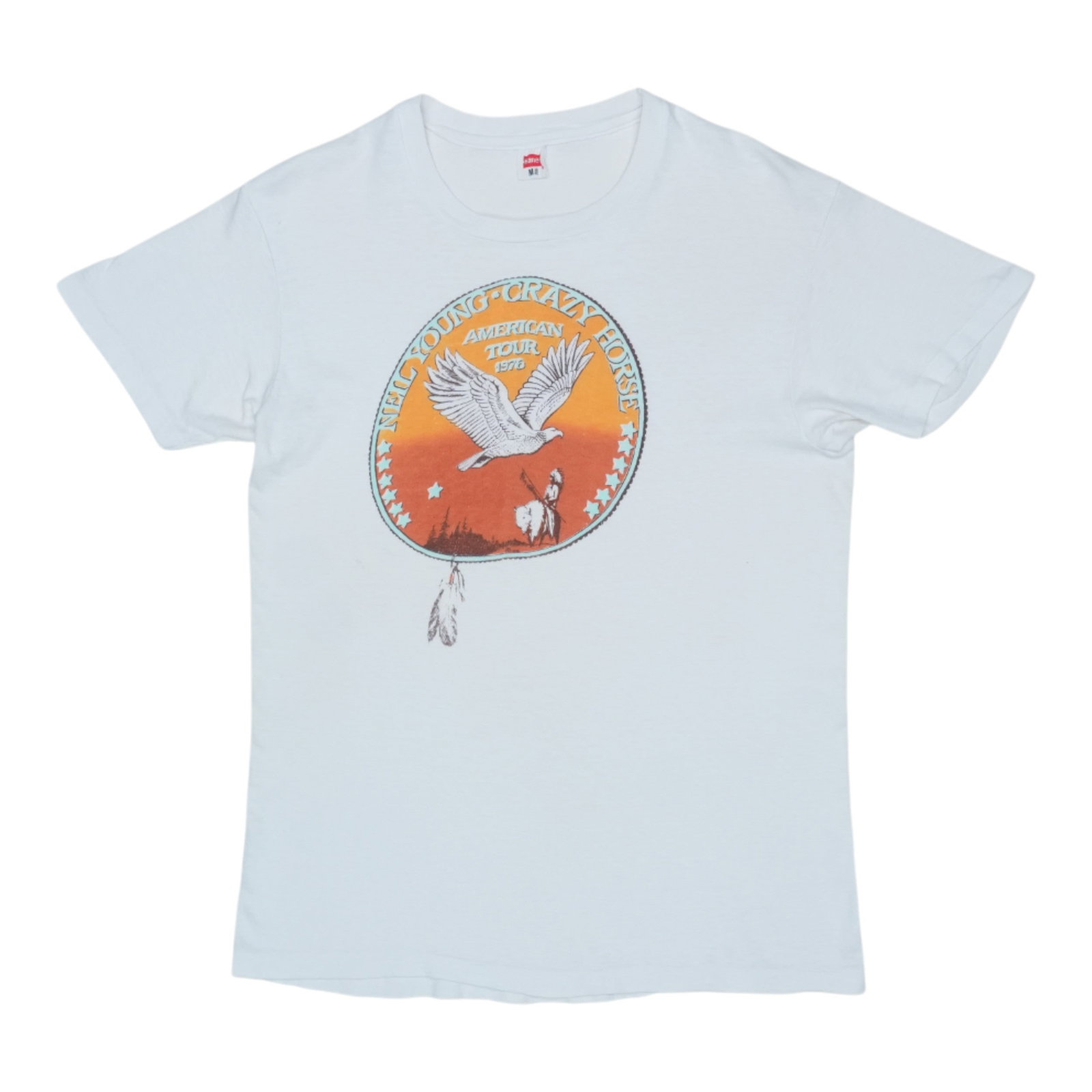 Vintage 1976 Neil Young Crazy Horse Concert T Shirt White Cotton Medium (1 of 5)