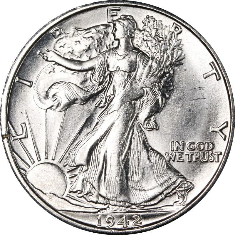 1942 S Walking Liberty Half Dollar Uncertified Silver Uncirculated: 1942 S Walking Liberty Half Dollar Uncertified Silver Uncirculated 1942-S Walking Liberty Half in choice uncirculated condition. This pre-owned United States coin is composed of silver and is uncertif