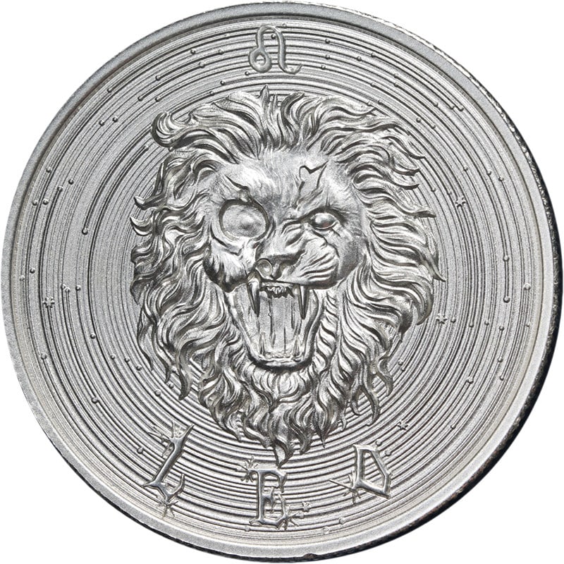 Leo Zombie Zodiac 2 Ounce Silver High Relief Coin (1 of 2)