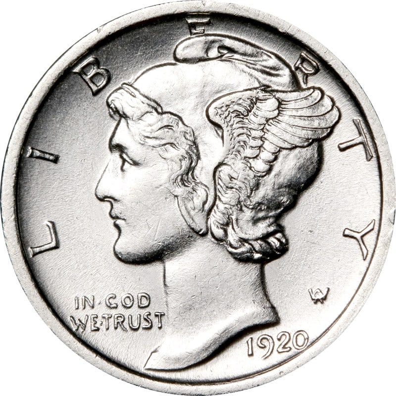 1920 D Silver Mercury Dime Denver Mint Split Bands (1 of 2)