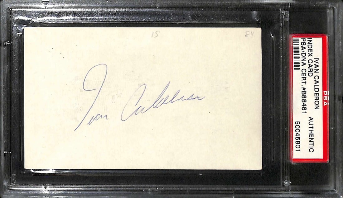 Ivan Calderon Signed 3x5 Index Card Beckett Authenticated (1 of 1)