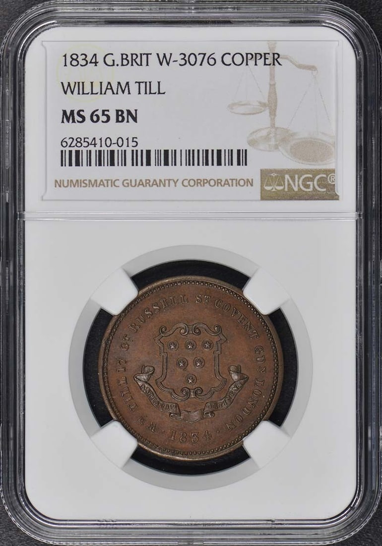 1834 Great Britain William Till Copper Coin W-3076 NGC MS65BN (1 of 2)