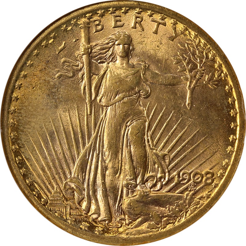 1908 Saint Gaudens $20 Gold No Motto NGC MS63 (1 of 4)