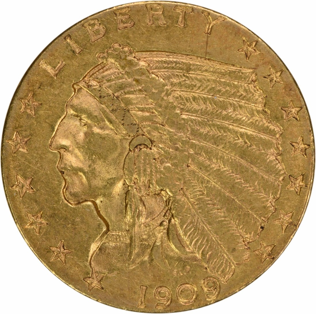 1908 $2.50 Gold Indian Coin EF Uncertified Bela Lyon Pratt: 1908 $2.50 Gold Indian Coin EF Uncertified Bela Lyon Pratt This 1908 $2.50 Gold Indian coin features the iconic design by Bela Lyon Pratt, representing a significant piece of American numismatic histo