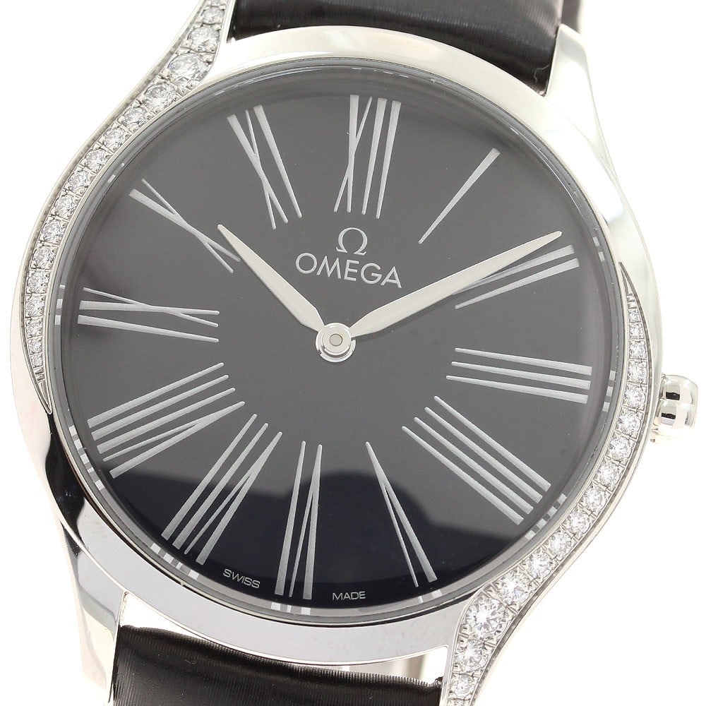 OMEGA De Ville Tresor Womens Quartz Watch Ref 428.18.36.60.03.001: OMEGA De Ville Tresor Womens Quartz Watch Ref 428.18.36.60.03.001 Pre-owned OMEGA De Ville Tresor ladies wristwatch with a diamond bezel and quartz movement. This watch features a stainless steel case