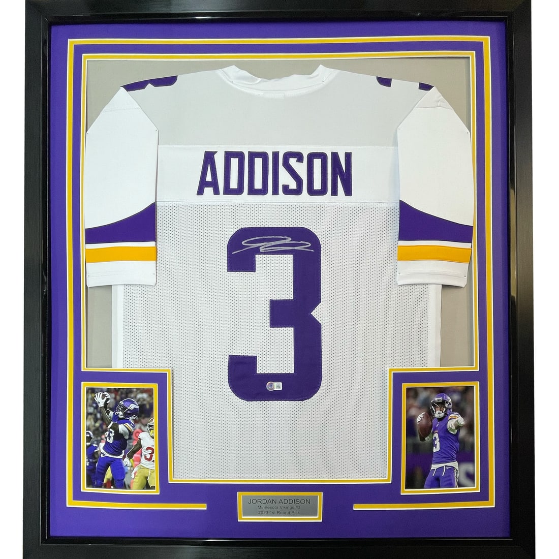 Jordan Addison signed framed Minnesota Vikings jersey Beckett authenticated (1 of 2)
