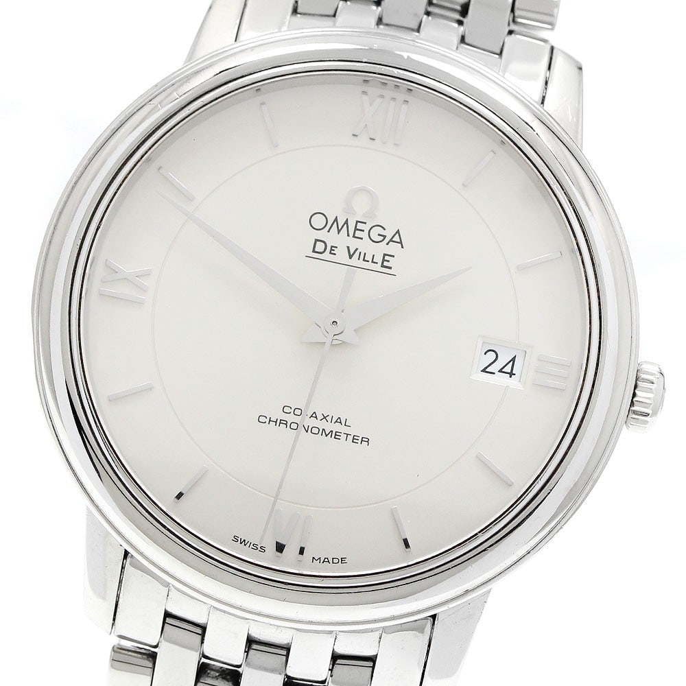 OMEGA De Ville Prestige 424.10.37.20.02.001 mens automatic date watch: OMEGA De Ville Prestige 424.10.37.20.02.001 mens automatic date watch Pre-owned OMEGA De Ville Prestige automatic wristwatch with date display. This men's watch features a silver dial and stainless st