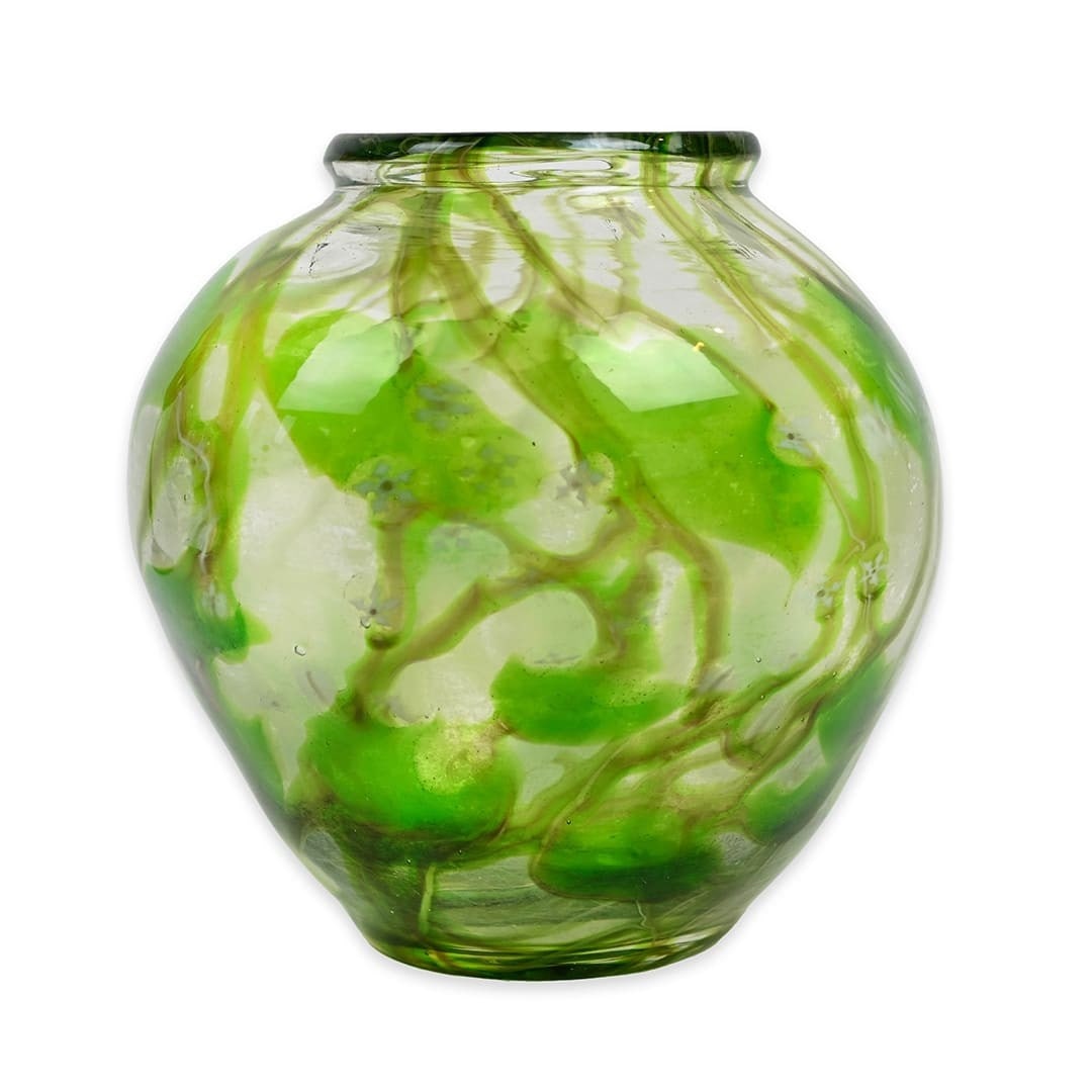 Circa 1910 Tiffany Studios Favrile vase with green vine motif (1 of 6)