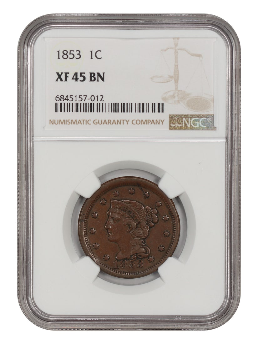 1853 Braided Hair Cent 1C NGC XF45 BN (1 of 4)