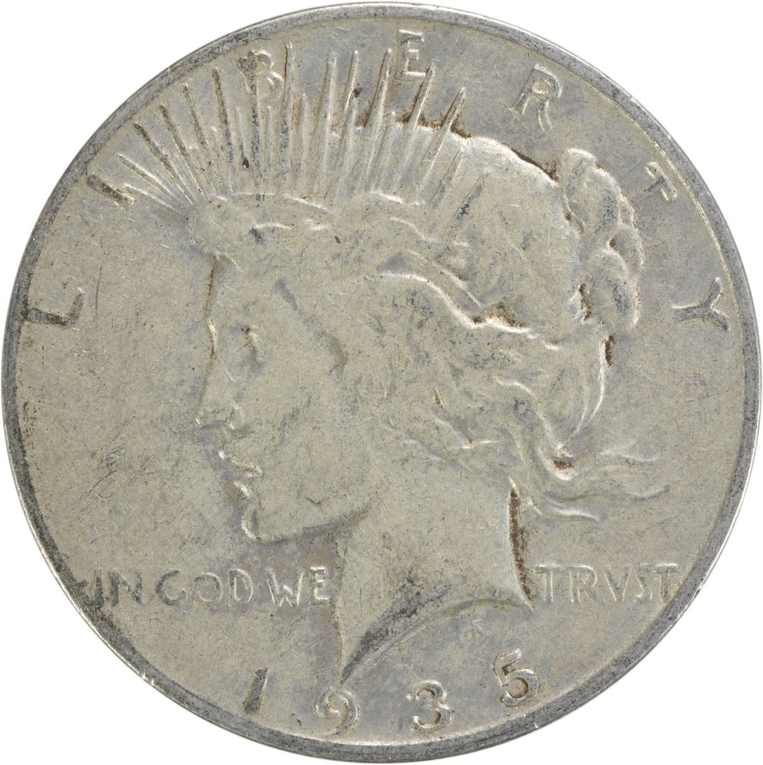 1935 S United States Peace Dollar Silver $1 VF Uncertified (1 of 2)