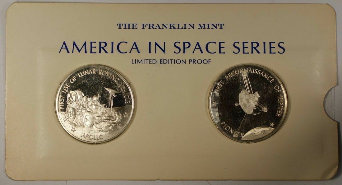 Sterling Silver Apollo XV Pioneer X Proof Medal Pair (1 of 2)