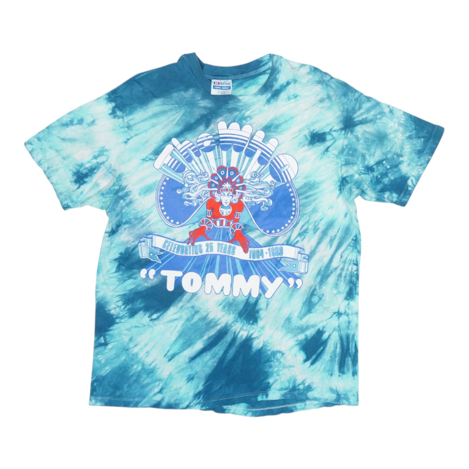 Vintage 1989 The Who Tommy Tie Dye Cotton Graphic T Shirt Extra Large: Vintage 1989 The Who Tommy Tie Dye Cotton Graphic T Shirt Extra Large This is an original vintage 1989 The Who Tommy tie-dye shirt featuring both front and back graphics. Made from 100% cotton, the sh