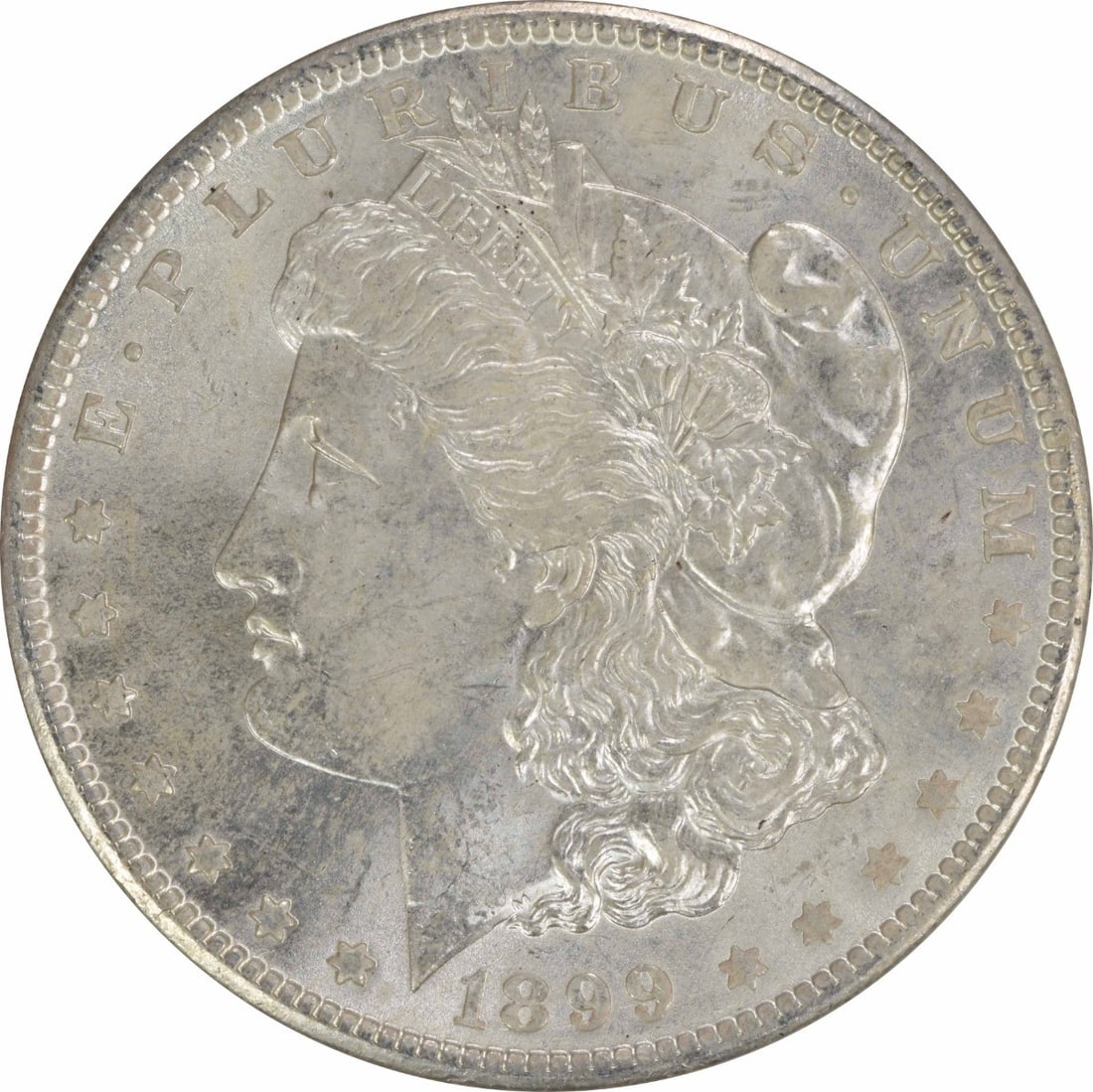 1899 O $1 Morgan Silver Dollar Choice BU Uncertified: 1899 O $1 Morgan Silver Dollar Choice BU Uncertified 1899-O Morgan Silver Dollar in Choice BU condition. This uncirculated coin is composed of silver and has a denomination of $1. It is identified as 