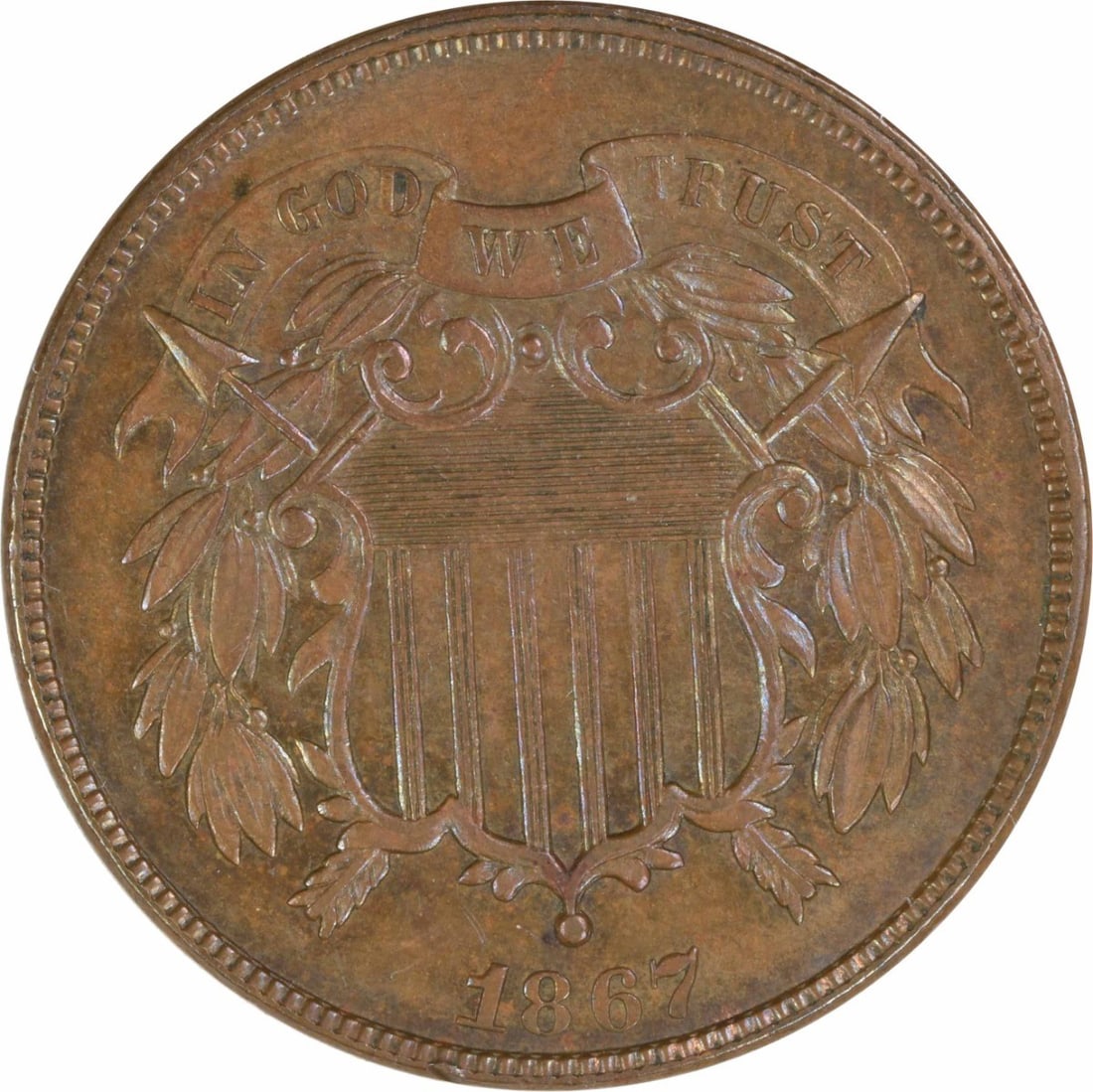 1867 United States 2C Two Cent Coin KM 94 Uncertified (1 of 2)