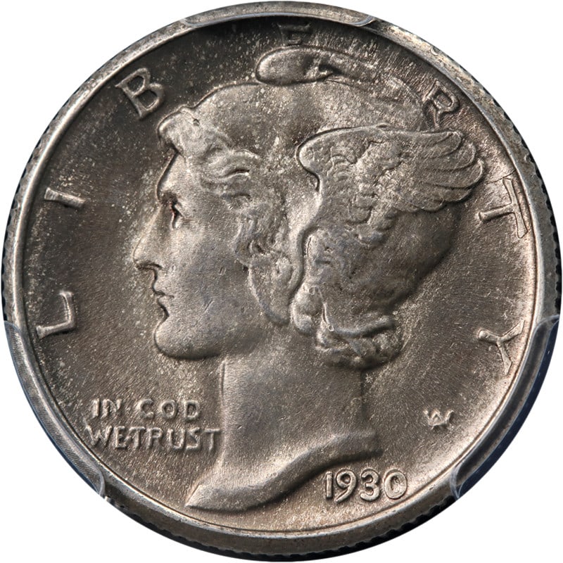 PCGS MS64 FB 1930 P Mercury Dime Silver United States Coin: PCGS MS64 FB 1930 P Mercury Dime Silver United States Coin 1930-P Mercury Dime graded PCGS MS64 FB. This uncirculated silver coin is noted for its nice eye appeal, nice luster, nice strike, nice color