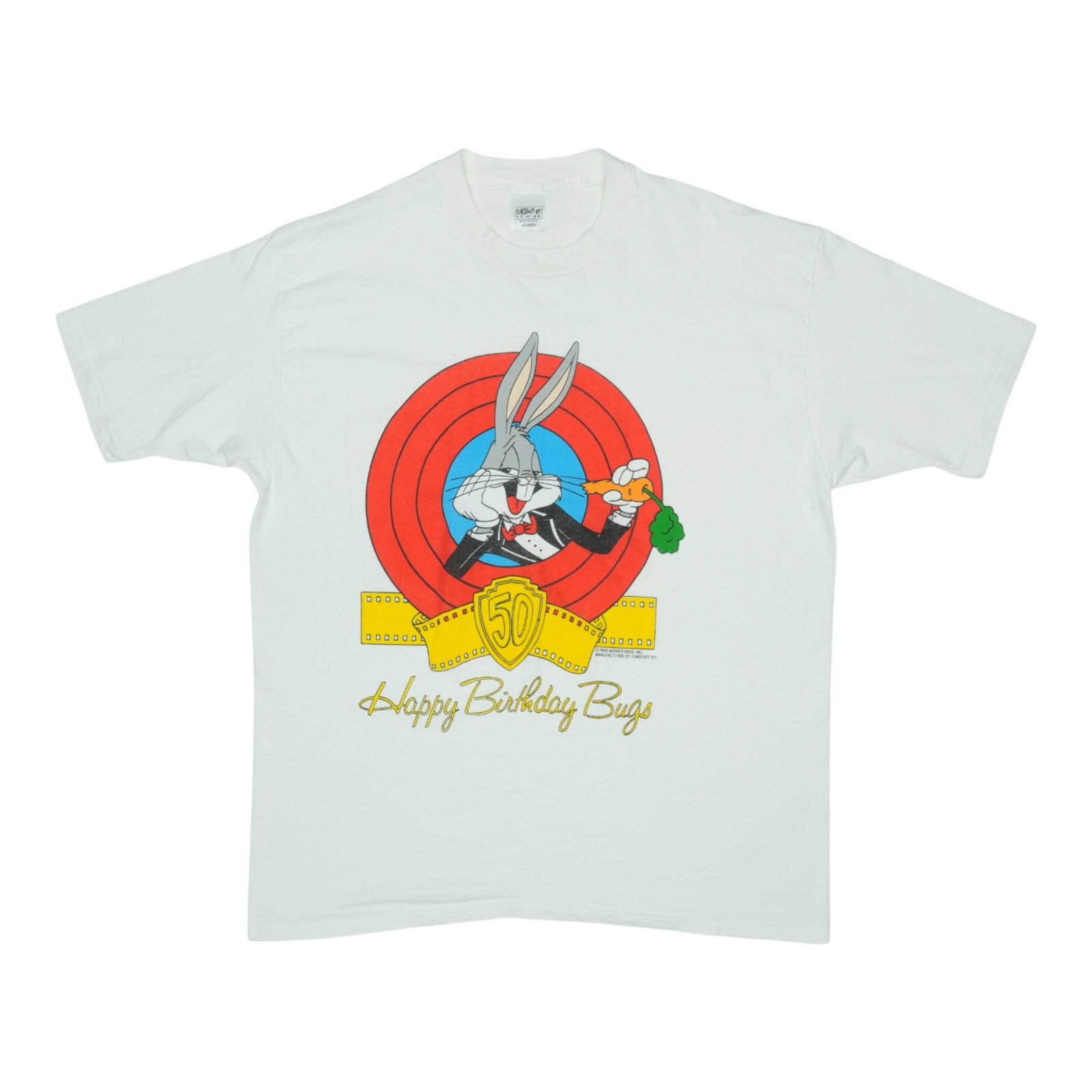 Vintage 1989 Bugs Bunny 50th Anniversary White Cotton Graphic Tee (1 of 8)