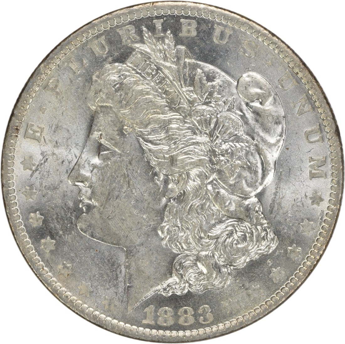 Brilliant Uncirculated 1883-O Morgan Silver Dollar Uncertified US Coin: Brilliant Uncirculated 1883-O Morgan Silver Dollar Uncertified US Coin This is an uncirculated 1883-O Morgan Silver Dollar from the United States. The coin is composed of silver and features the New O