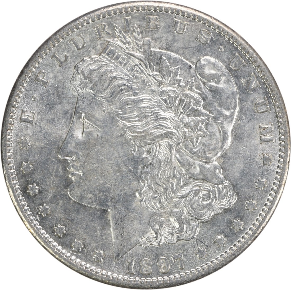 1897-S Morgan Silver Dollar AU Uncertified by George T. Morgan: 1897-S Morgan Silver Dollar AU Uncertified by George T. Morgan This 1897-S Morgan Silver Dollar is a must-have for collectors. Featuring a stunning design by George T. Morgan, this coin is composed of