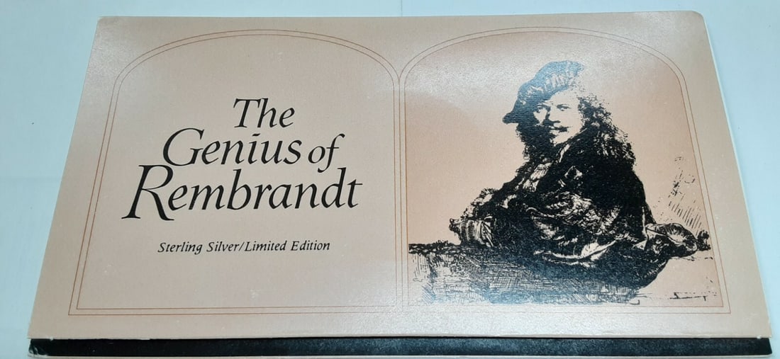 Rembrandt Jacob and the Angel Sterling Silver Medal by Franklin Mint in Card (1 of 5)
