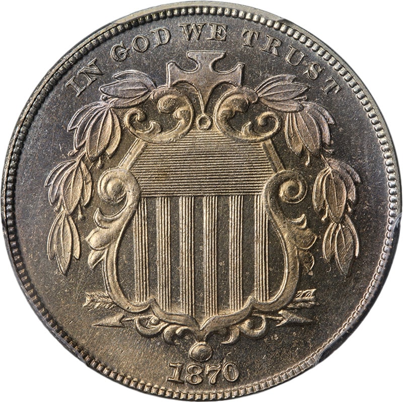 1870 United States Shield Nickel PCGS PR64 CAC (1 of 4)