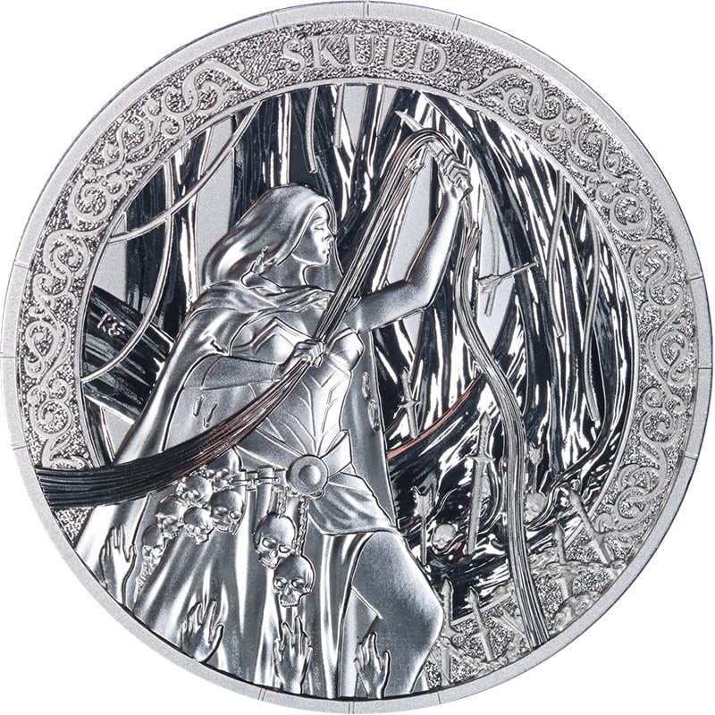 Skuld 2026 Germania 5 Mark 1 oz Silver Coin With OGP and COA: Skuld 2026 Germania 5 Mark 1 oz Silver Coin With OGP and COA This 2026 Germania 1 Ounce Silver 5 Mark coin features a 0.999 fine silver composition and is in uncirculated, mint state condition. The co