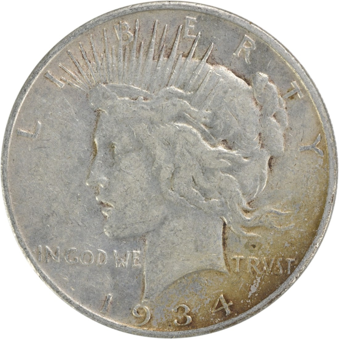 1934 S United States Peace Dollar Silver VF Uncertified: 1934 S United States Peace Dollar Silver VF Uncertified 1934-S Peace Silver Dollar in VF grade. This circulated, uncertified U.S. coin is composed of silver and is offered as a pre-owned piece. Specif