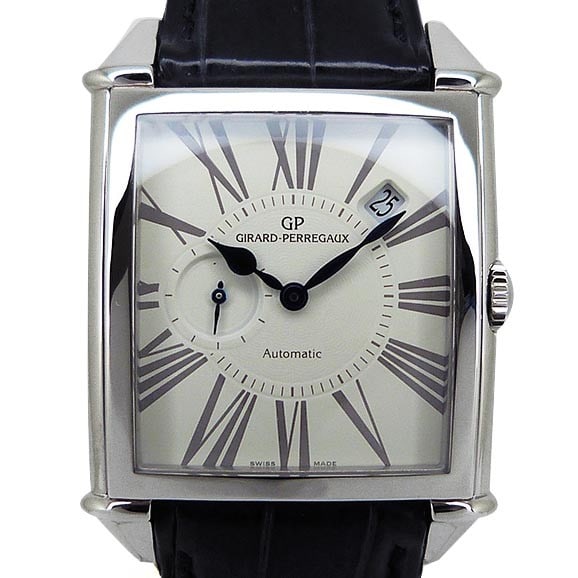 Girard-Perregaux Vintage 1945 Automatic Men's Stainless Steel Watch: Girard-Perregaux Vintage 1945 Automatic Men's Stainless Steel Watch This Girard-Perregaux Vintage 1945 men's wristwatch, model 25835-11-1320SBBCC, features a stainless steel case with an ivory dial an
