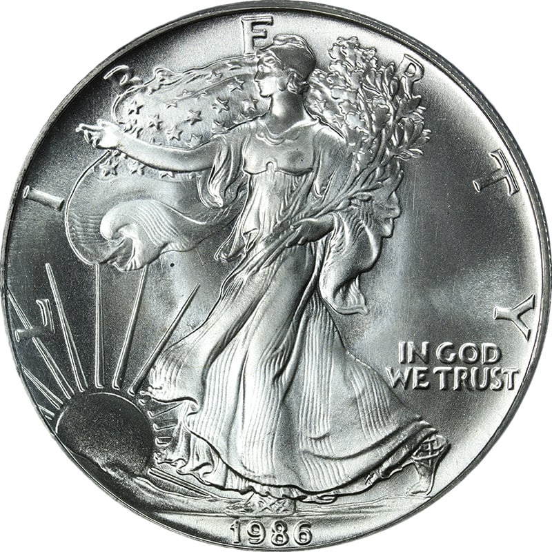 PCGS MS70 1986 American Silver Eagle Dollar Mercanti Autograph: PCGS MS70 1986 American Silver Eagle Dollar Mercanti Autograph Original 1986 Silver American Eagle $1 certified by PCGS and graded MS70. This uncirculated silver coin is described as having superb eye