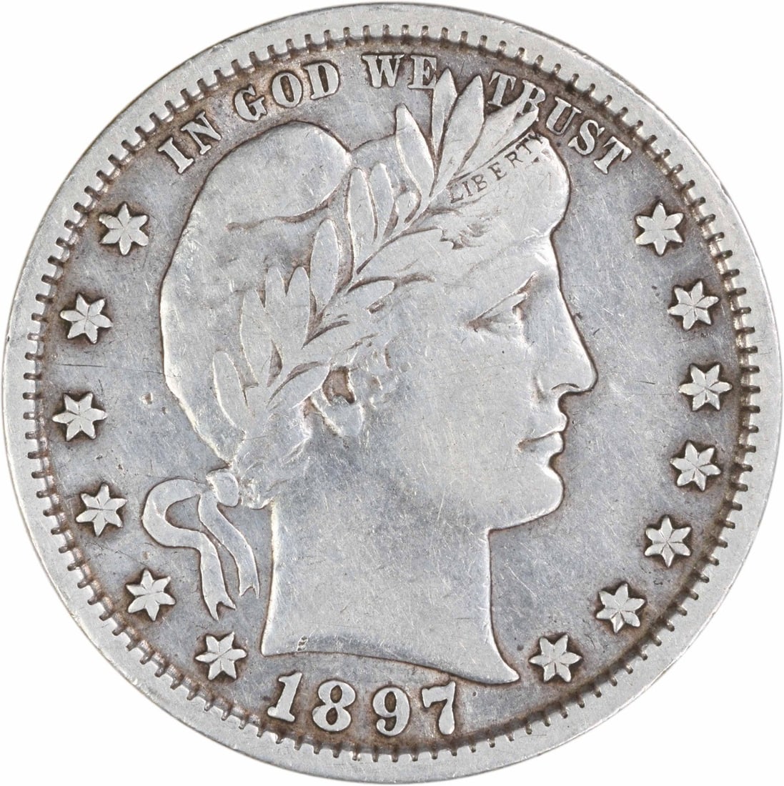 United States 1897 S Barber Quarter Silver 25C VF Uncertified (1 of 2)