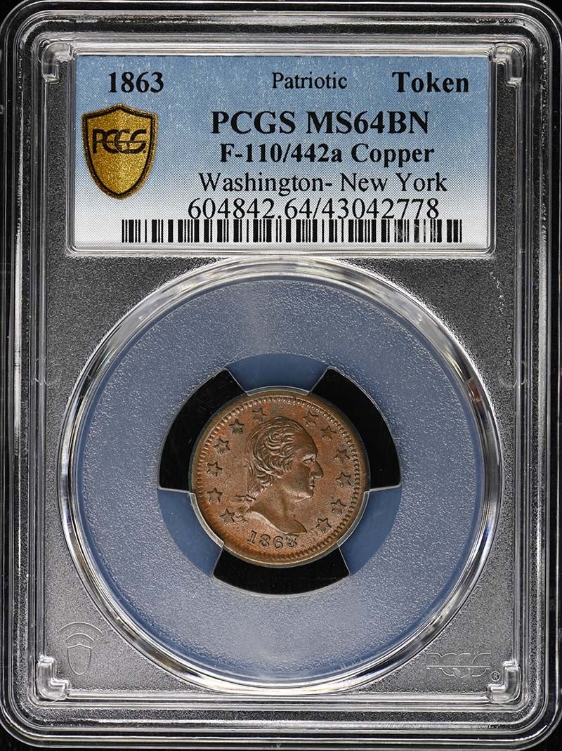 1863 Civil War Token Washington F-110 442a PCGS MS64BN (1 of 4)